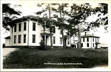 Vtg Real Photo Postcard RPPC Roscommon MI Courthouse and Jail UnP EKC 1930-50