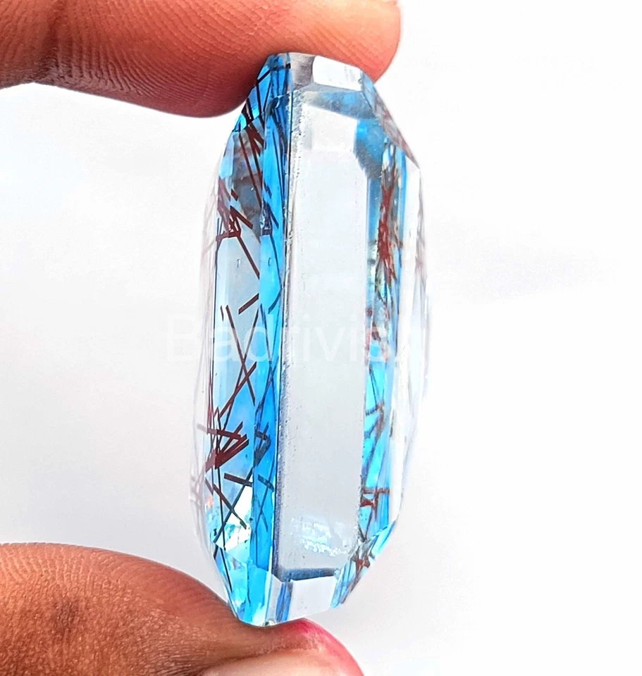 146 Ct IGL Bi-Color Rutilated Quartz Emerald Cut Brazil Loose Gemstone 4AUD - Image 4 of 4