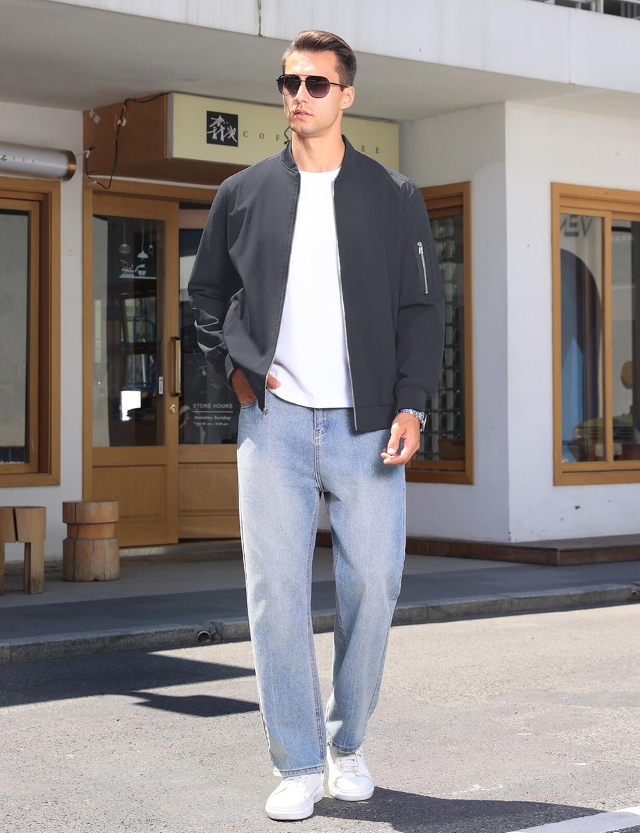 ジャケット・アウター Herringbone Work Bomber short Jac Gray Bomber jacket | Dark Grey | Jack & Jones®