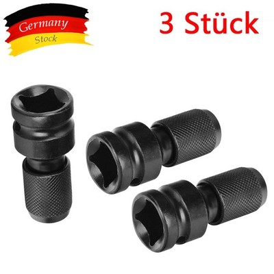 3x Schlagschrauber Adapter 1/2 in - 1/4 in Nuss auf Bit Aufnahme Sechskantschaft