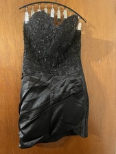 Strapless Black Lace Satin Cocktail Dress