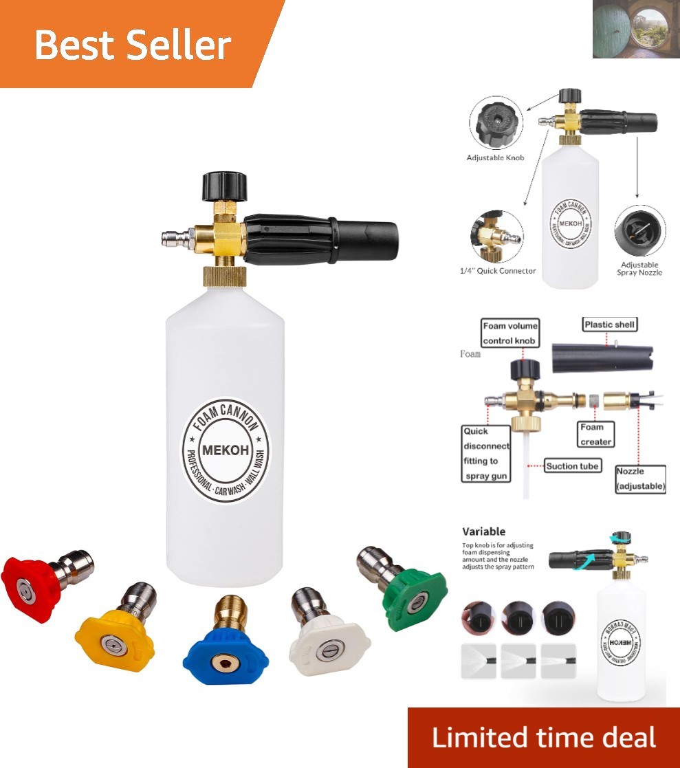 1L Adjustable Snow Foam Lance with 5 Nozzles – Compatible with Pressure Washers  