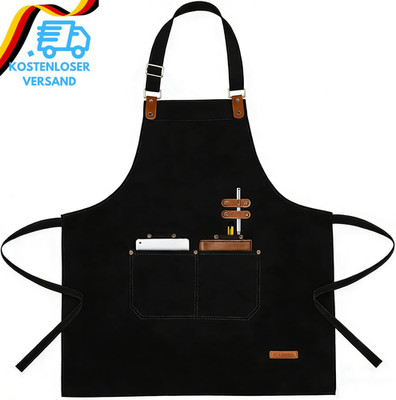 Kitchen Aprons, Apron for Cooking with Pockets, Unisex Adjustable Neck Strap Che