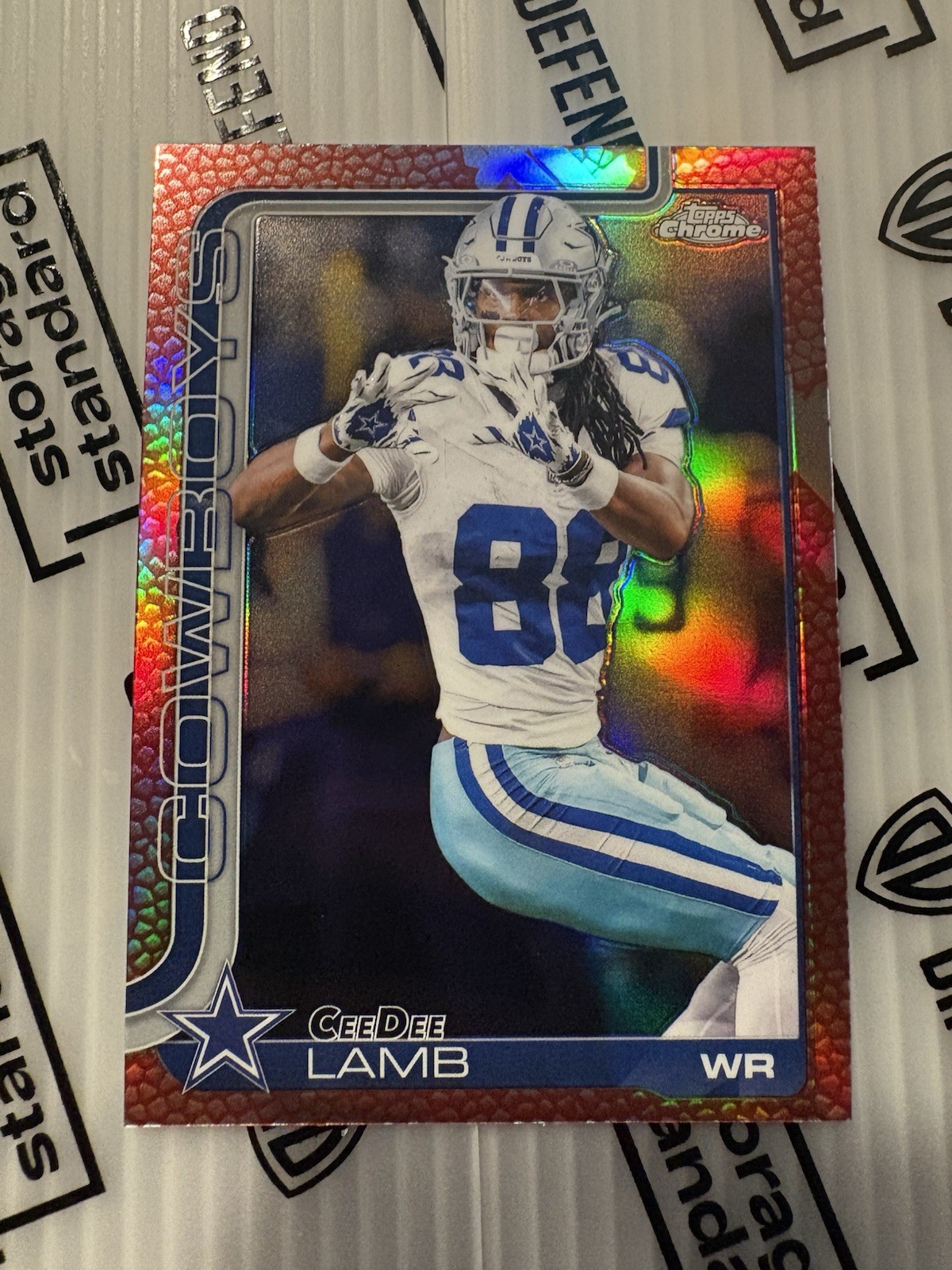 2025 Topps Chrome - CeeDee Lamb #76 Leather Refractor Pigskin