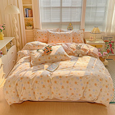 Queen 100 Cotton Reversible Duvet Cover Set Peach Color Floral 3 PCS Queen Si