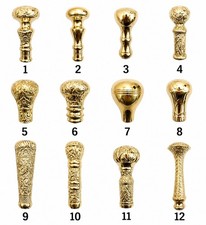 Solid Brass Walking Stick Handle  Choose Design 1-12  Cane Handle DIY