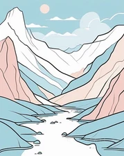 Minimalist Landscape Canyon River Canvas Wall Art Picture