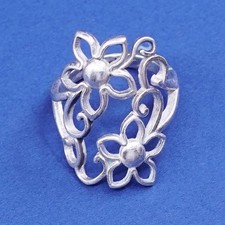 Size 5, vtg Sterling silver handmade ring, 925 filigree sunflower ring