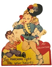 Vintage Drum Majorette RARE Valentine Card c. 1940s Made In USA