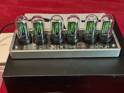MarvelTubes Nixie Clock, 6 IPS LCD Digital, WiFi Sync, RGB Lights, Aluminum Base