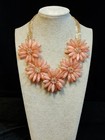 Gorgeous New Pink Flower Statement Necklace And Earrings — photo 8