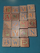Vintage early 1900s wooden alphabet blocks set of 19 Blocks