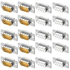 Willwewon 20Pcs 10Male 10Female DB9RS232 D-sub Serial Solder Connector, Gold...
