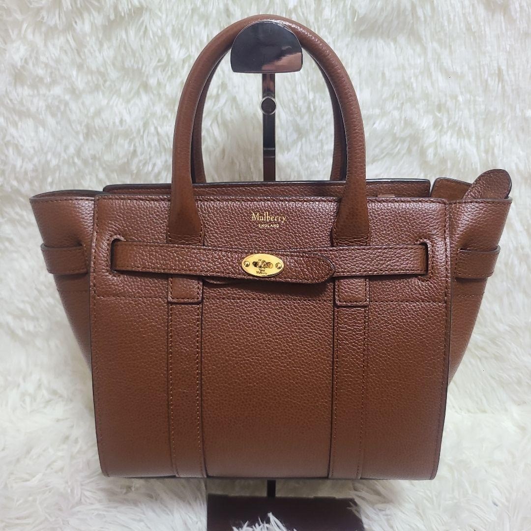 Mulberry Mini Zipped Bayswater Leather Tote Bag Brown Used