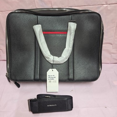 Maverick & Co Black Manhattan Double Zip Briefcase Laptop Bag w/ Strap