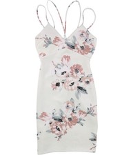 Sequin Hearts Womens Double Strap Bodycon Dress, white, Juniors, 3