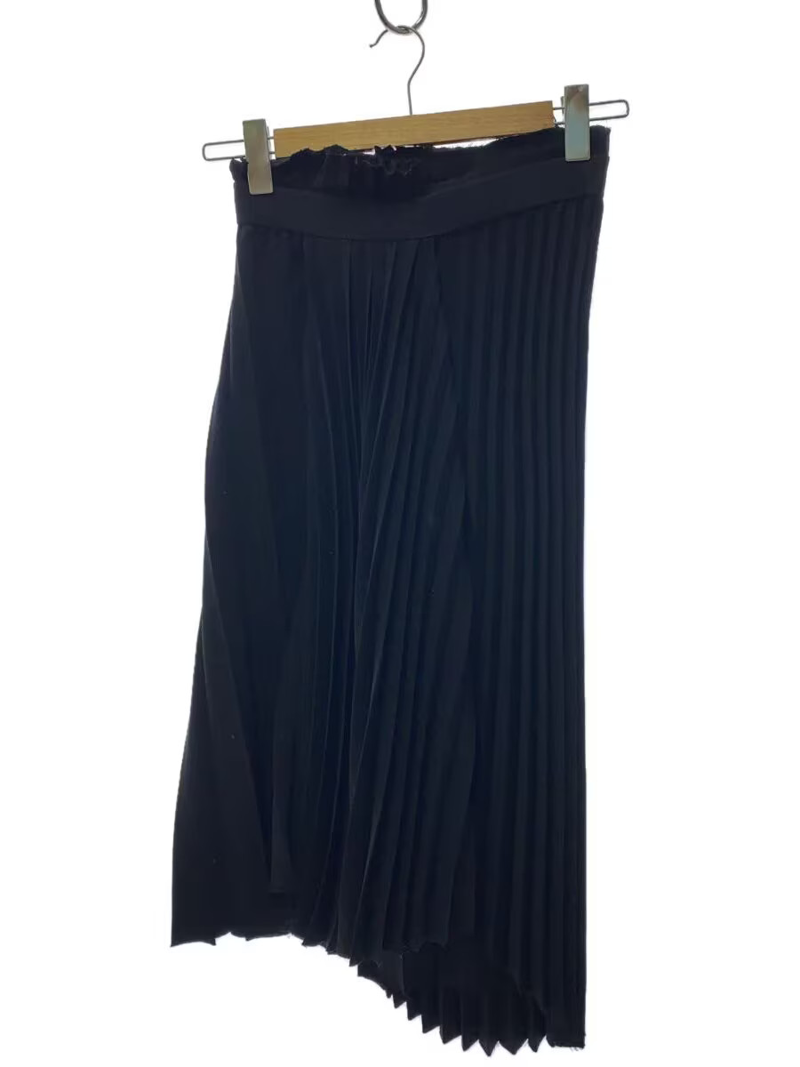BALENCIAGA Draped Pleated Skirt, Size 34, Polyester, Black, 503052
