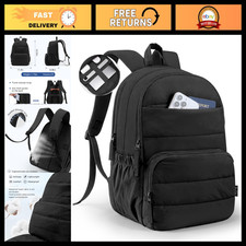 Stylish Black Travel Backpack for Women, 15.6" Laptop Bag, Water Resistant Bookb