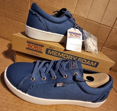 Skechers Bob's B extra süße bequeme Damen Sneaker/Slipper - UK8 - marine/weiß