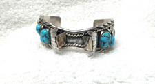 Native American Sterling Silver Turquoise Watch Bangle