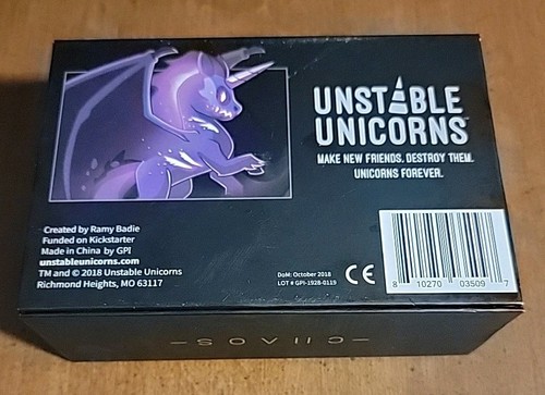 Unstable Unicorns - Control and Chaos Boxed Cards, Kickstarter Exclusive 2018 - Picture 6 of 7