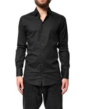 Dolce & Gabbana Black GOLD Cotton Men Dress Formal Men's Shirt Authentic