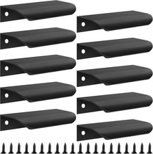 10 Pack Black Finger Pulls for Cabinets, 3.15" Edge Drawer Pull Concealed Modern