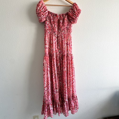 Maxi abito donna MNG mango floreale manica a sbuffo taglia 4 smocked boho cottagecore - Foto 10 di 11