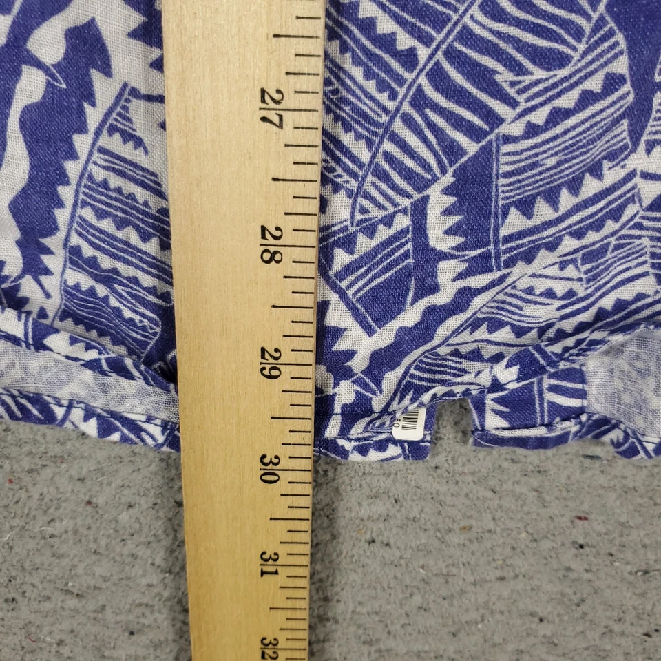 J. McLaughlin Shirt Mens Medium Blue White Linen Casual Button Up Long Sleeve - Image 4 of 4