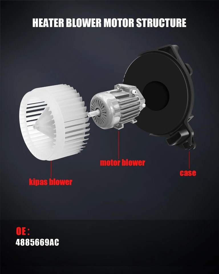 🆕 Motor soplador calentador de aire acondicionado para Dodge 2001-2004 Dakota 2001-2003 Durango 4885669AC Foto 2 de 4