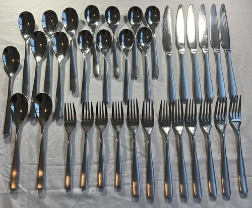 34pc Mikasa Forged Delano Satin Stainless Dinner Salad Fork Teaspoon Knife