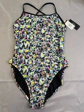 TYR Durafast Elite Women's One Piece 38 Black Multicolor NWT MSRP 69.99