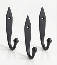 3 PCS Pointed Hand Forged Wrought Iron Coat Hook Wall Art Key Hanger