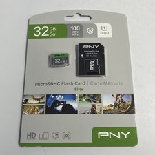 32GB PNY Elite Class 10 U1 microSDHC Flash Memory Card with Adapter Sealed