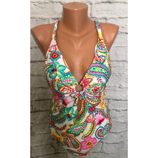 NEW Bleu Rod Beattie Bohemian paradise One-Piece Swimsuit 12 Cross Back Plunge