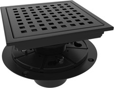 6 Inch Square Shower Floor Drain with Flange,Quadrato Pattern Grate Removable