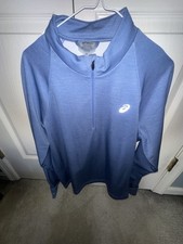 ASICS 1/2 Zip Long Sleeve Pullover Sweatshirt Blue Men's Size Large