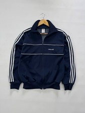 Vintage 90s Adidas Trefoil Track Jacket Navy Blue White Piping Mens Size L M