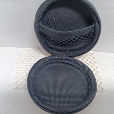 Black Round Nylon Zipper Travel Case -Earphone/ Jewelry /SD Cards - 3.5D x 1.5 H
