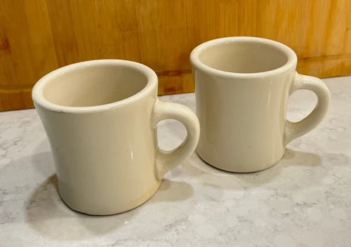 Victor USA Coffee Mugs/Cups Heavy Diner Restaurant Ware Cream Set of 2 Vintage 