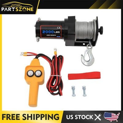 2000LBS Electric Winch Waterproof Truck Trailer Steel Cable Off-Road 2000lb New