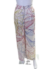 FRNCH Womens Biege Pastel Sketch Print High Waisted Wide Leg Pants Size XS