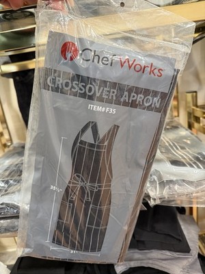   NEW Chef Works Cross-Back Bib Apron Black F35 Professional Unisex Uniform