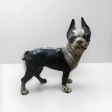 Vintage Antique Cast Iron Boston Terrier Bull Dog Door Stop Hubley