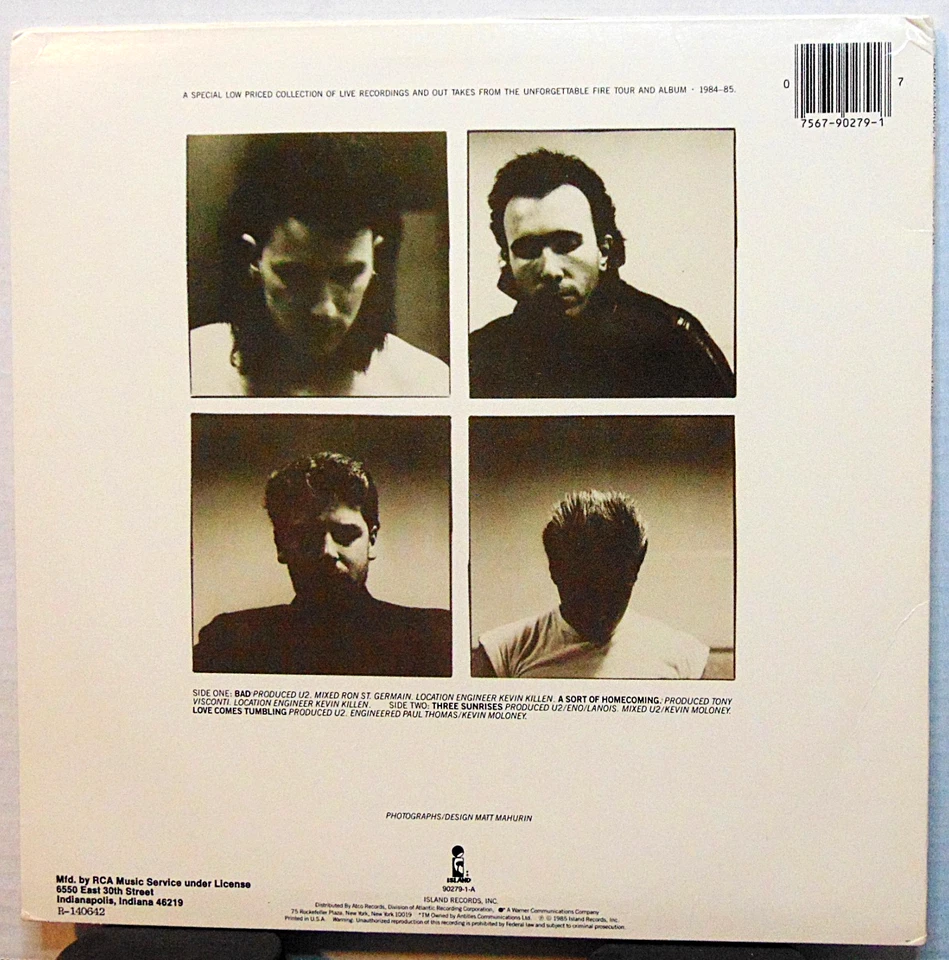 U2 - Wide Awake In America - 1985 Island Records Rock Vinyl EP Record Album - Image 2 of 4