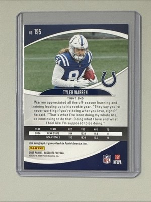 2025 Panini Absolute Tyler Warren Green Waves Auto /50 | eBay
