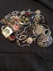 VINTAGE & COSTUME RHINESTONE JEWELRY LOT UNBRANDED UNSEARCHED CRAFT HARVEST 1 Lb