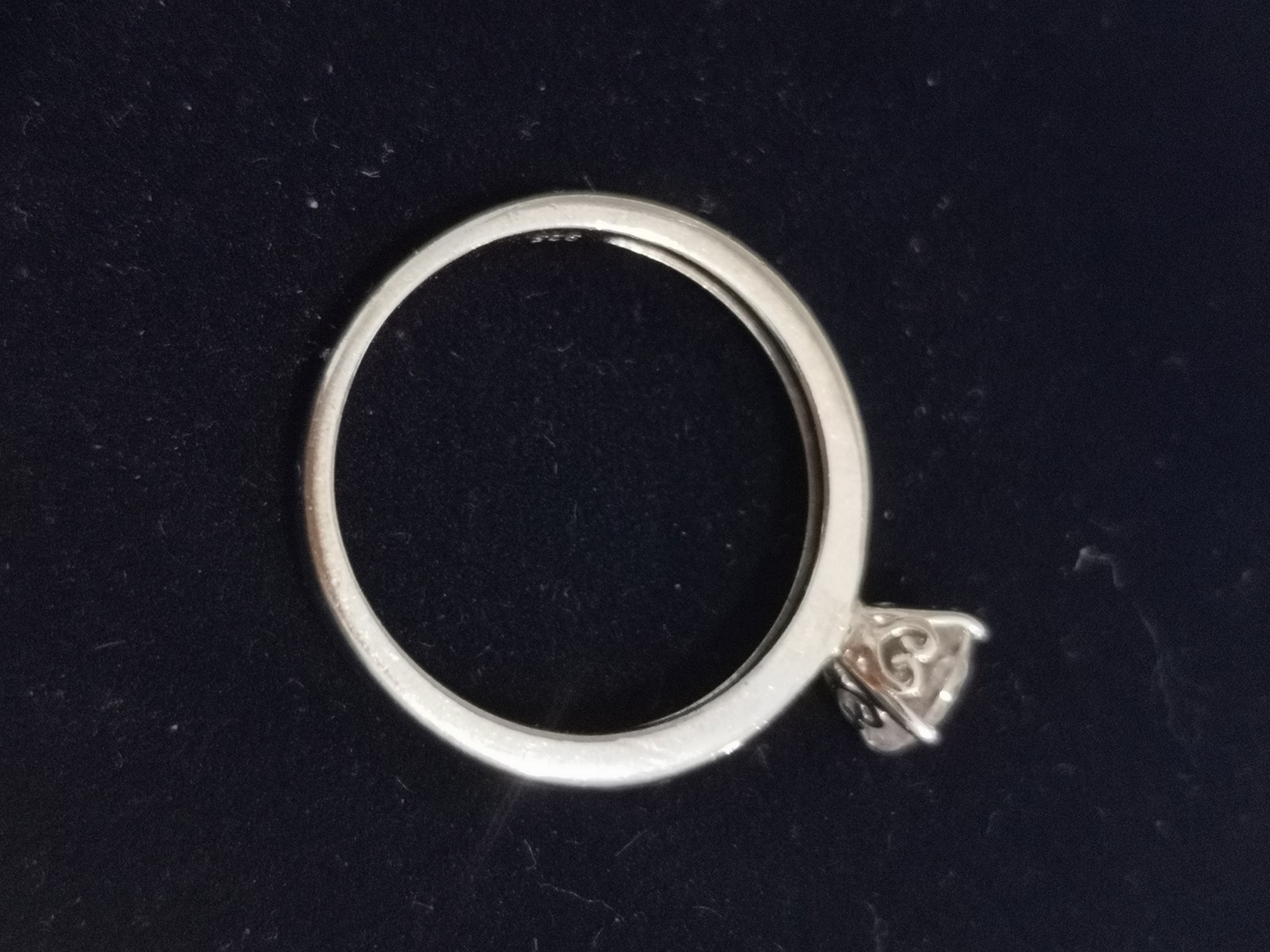 925 Sterling Silver Solitaire Ring  signed DQCZ s… - image 5