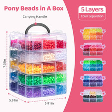 5400Pcs Pony Beads 30 Assorted Colored Bracelets Making Kandi Friendship Jewelry