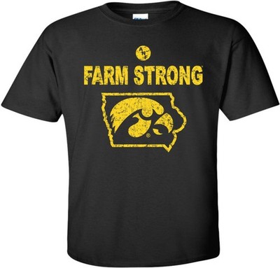 ANF Farm Strong Hawk in State of Iowa - Iowa Hawkeyes Black Shirt